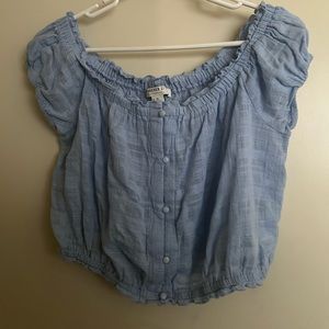 Light Blue Off the Shoulder Top